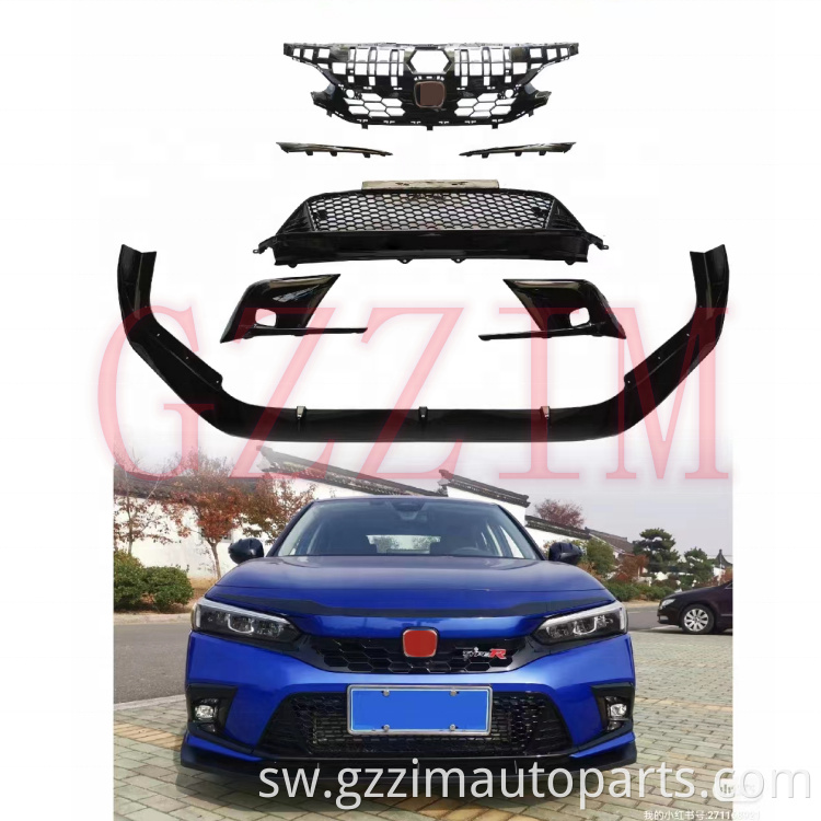 Plastic Front Bumper Grille For Civic 11th Upgrade To Type R Conversion Kit